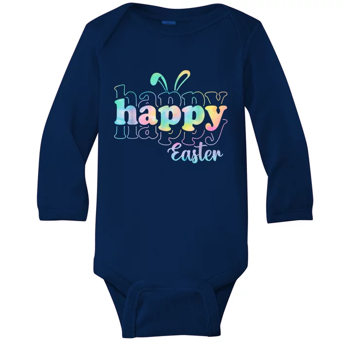 Happy Easter Bunny Rabbit Face Funny Easter Day Baby Long Sleeve Bodysuit