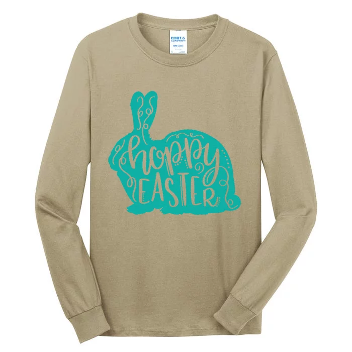 Hoppy Easter Bunny Rabbit Pretty Script Mom Teacher Tall Long Sleeve T-Shirt