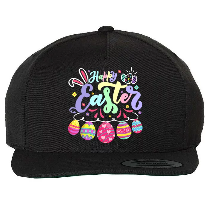 Happy Easter Bunny Spring Easter Egg Hunt Easter Wool Snapback Cap