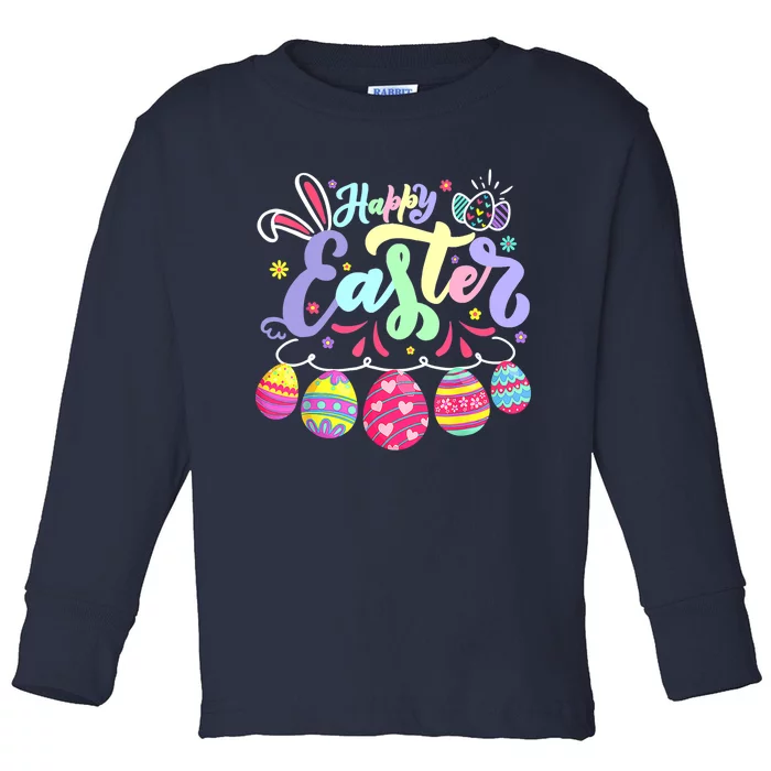 Happy Easter Bunny Spring Easter Egg Hunt Easter Toddler Long Sleeve Shirt