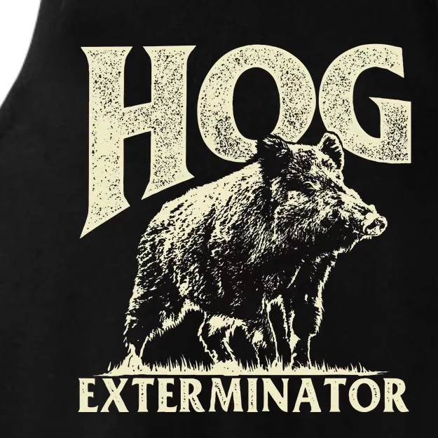 Hog Exterminator Boar Hunting Wild Hog Hunter Ladies Tri-Blend Wicking Tank