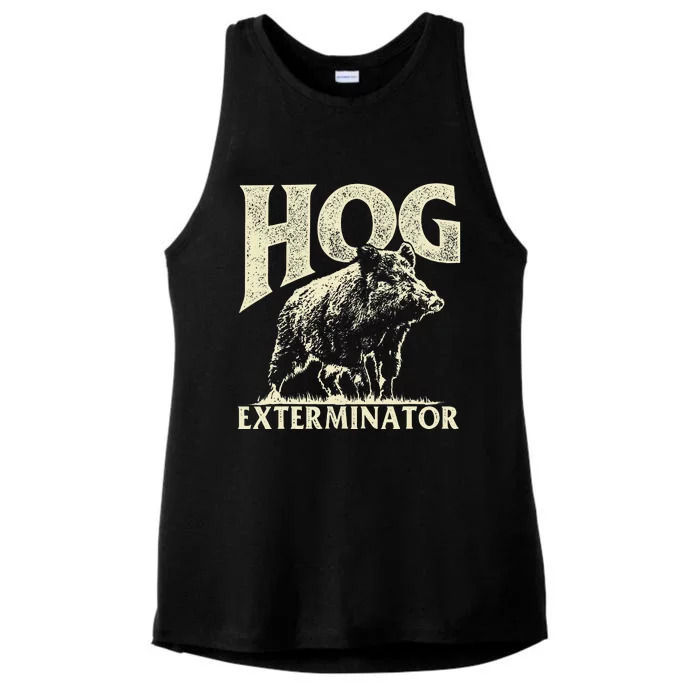 Hog Exterminator Boar Hunting Wild Hog Hunter Ladies Tri-Blend Wicking Tank