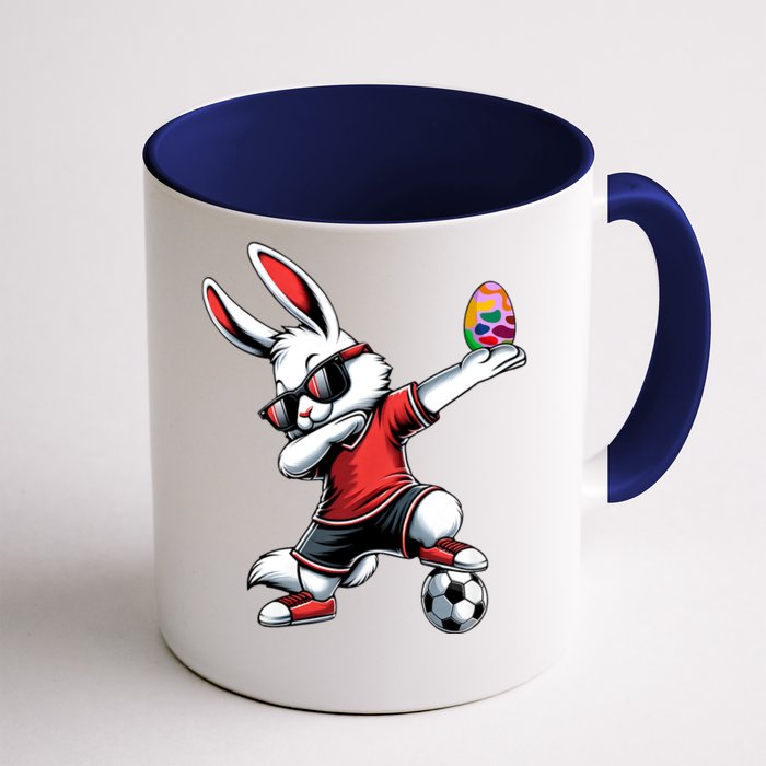 Happy Easter Bunny With Soccer Easter Sport Front & Back Coffee Mug