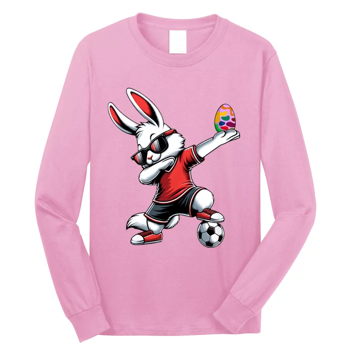 Happy Easter Bunny With Soccer Easter Sport Long Sleeve Shirt