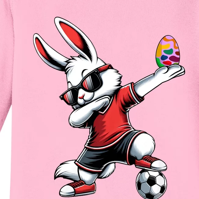 Happy Easter Bunny With Soccer Easter Sport Baby Long Sleeve Bodysuit