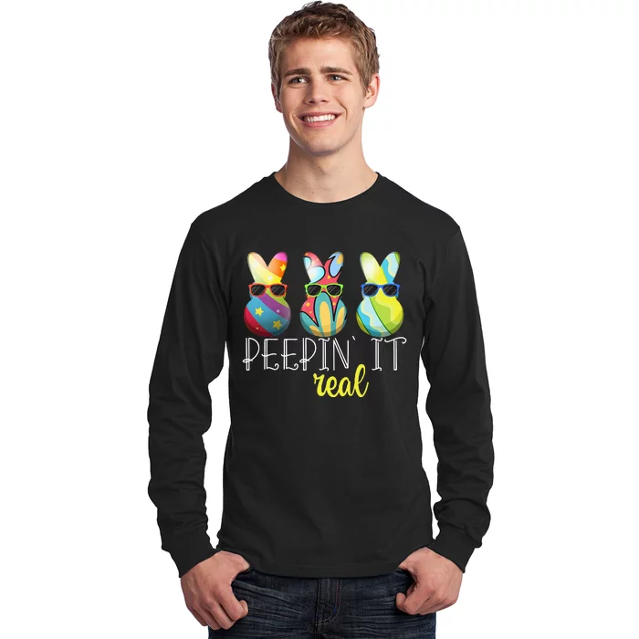 Happy Easter Bunny Egg Hunt Funny Easter Day Peepin' It Real Long Sleeve Shirt