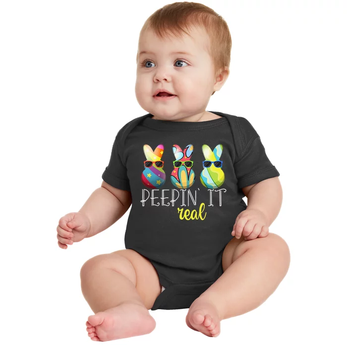 Happy Easter Bunny Egg Hunt Funny Easter Day Peepin' It Real Baby Bodysuit