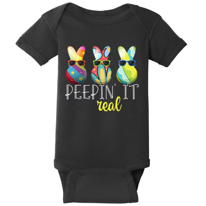 Happy Easter Bunny Egg Hunt Funny Easter Day Peepin' It Real Baby Bodysuit