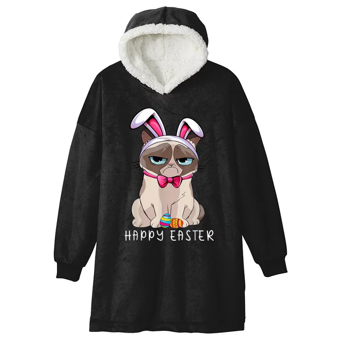 Happy Easter Bunny Funny Pajama Dress Cat Grumpy Rabbit Ears Hooded Wearable Blanket