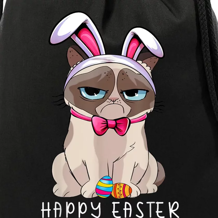 Happy Easter Bunny Funny Pajama Dress Cat Grumpy Rabbit Ears Drawstring Bag