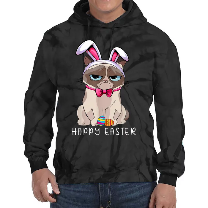 Happy Easter Bunny Funny Pajama Dress Cat Grumpy Rabbit Ears Tie Dye Hoodie