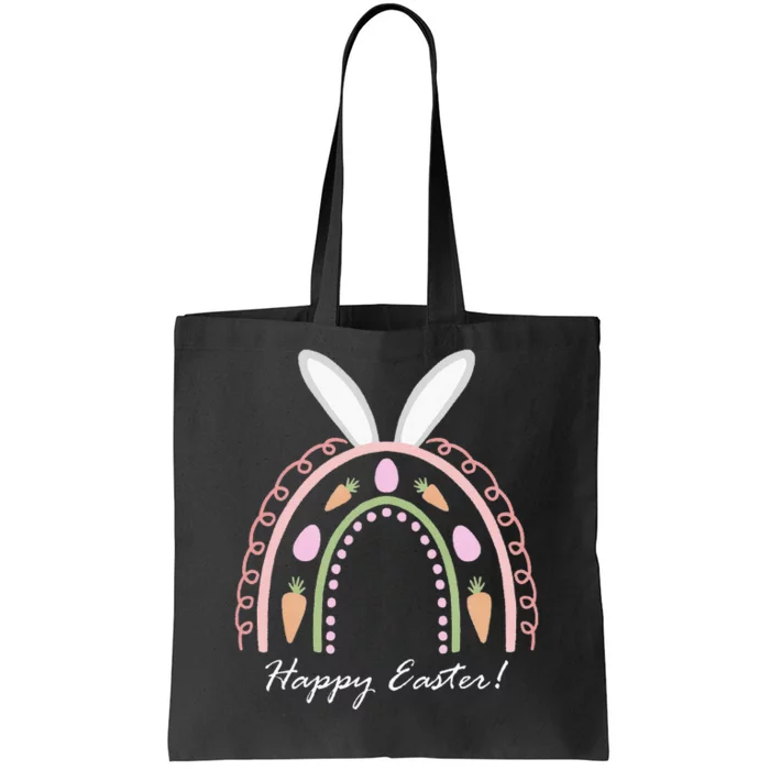 Happy Easter Bunny- Adorable Bunny Ears Spring Rainbow Tote Bag