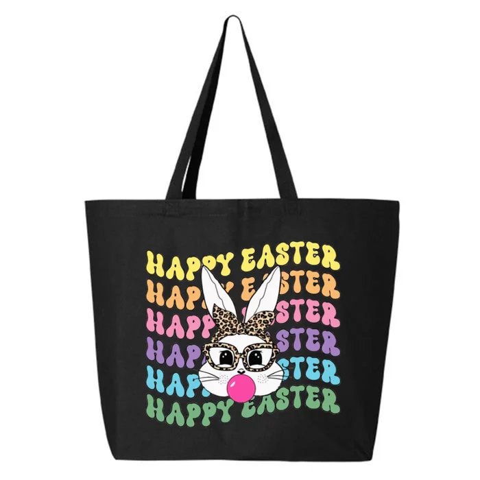 Happy Easter Bunny Leopard Glasses Funny Gift 25L Jumbo Tote