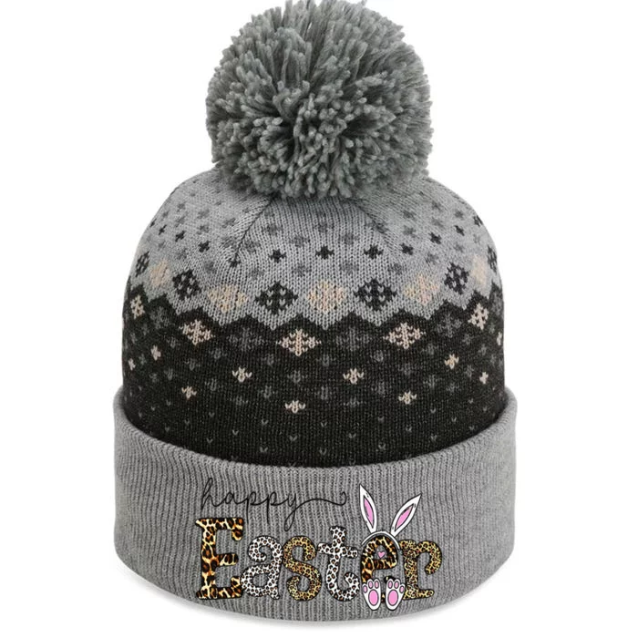 Happy Easter Bunny Rabbit Face Funny Easter Day The Baniff Cuffed Pom Beanie