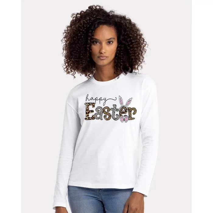 Happy Easter Bunny Rabbit Face Funny Easter Day Womens Cotton Relaxed Long Sleeve T-Shirt