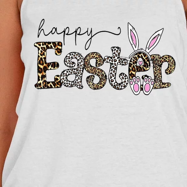 Happy Easter Bunny Rabbit Face Funny Easter Day Women's Knotted Racerback Tank