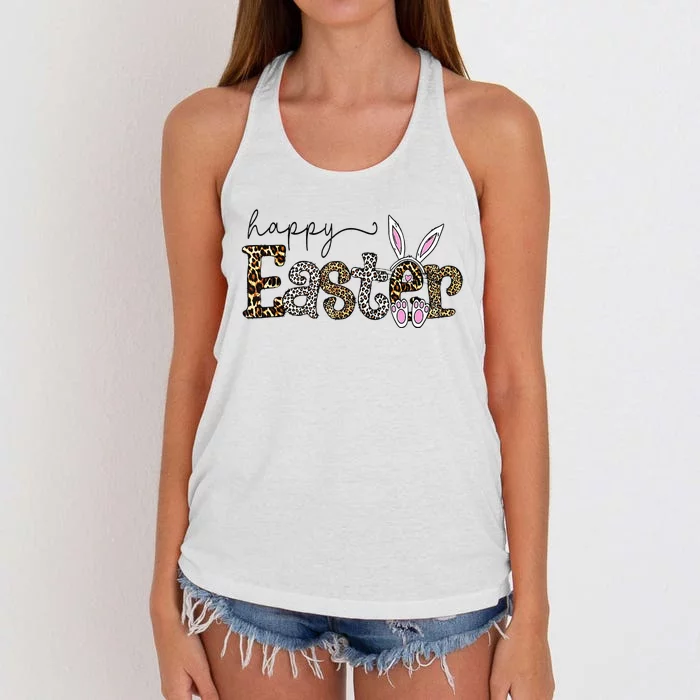 Happy Easter Bunny Rabbit Face Funny Easter Day Women's Knotted Racerback Tank