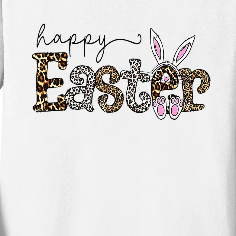 Happy Easter Bunny Rabbit Face Funny Easter Day Kids Long Sleeve Shirt