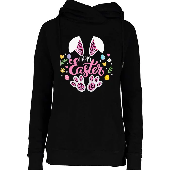 Happy Easter Bunny Leopard Easter Egg Hunt Easter Womens Funnel Neck Pullover Hood