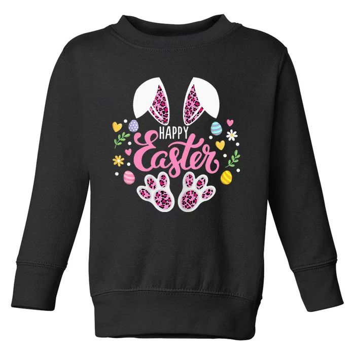 Happy Easter Bunny Leopard Easter Egg Hunt Easter Toddler Sweatshirt