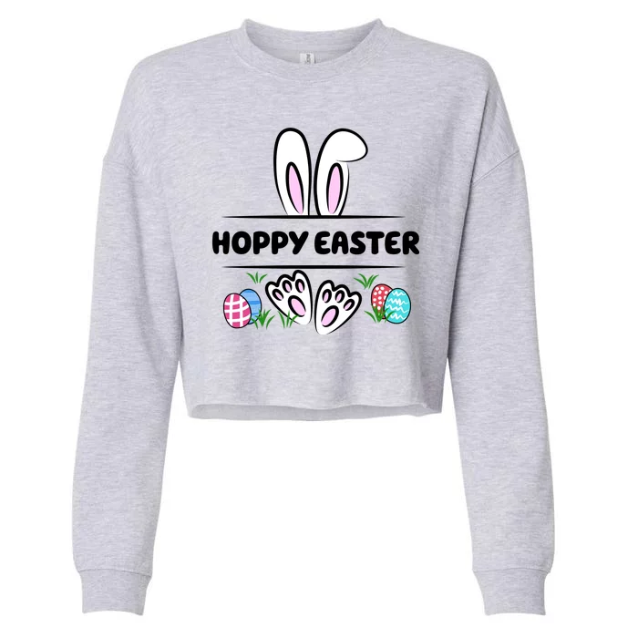 Hoppy Easter Bunny Holiday Cute Cropped Pullover Crew