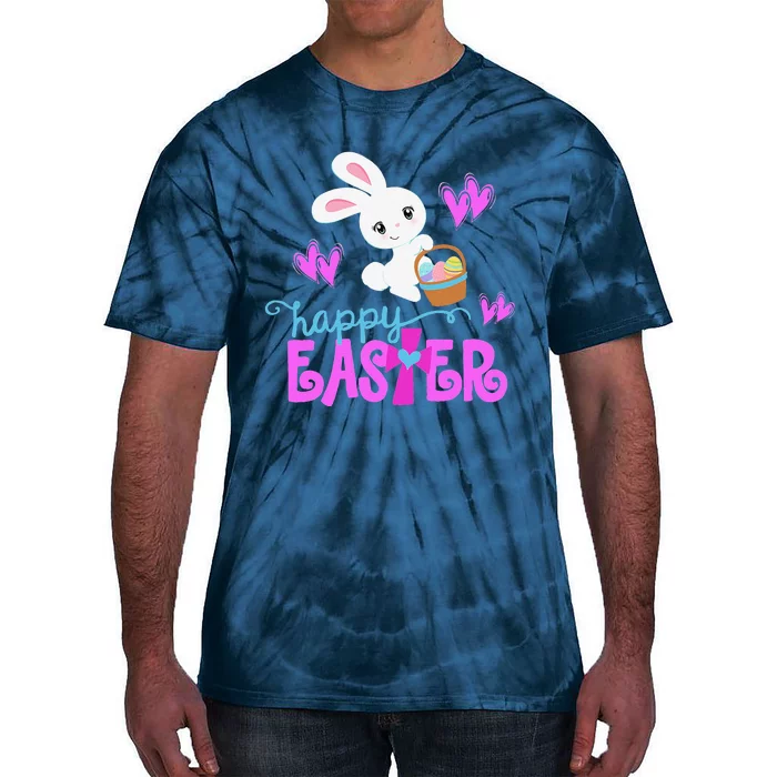 HAPPY EASTER Bunny Egg Hunt Basket Christian Tie-Dye T-Shirt