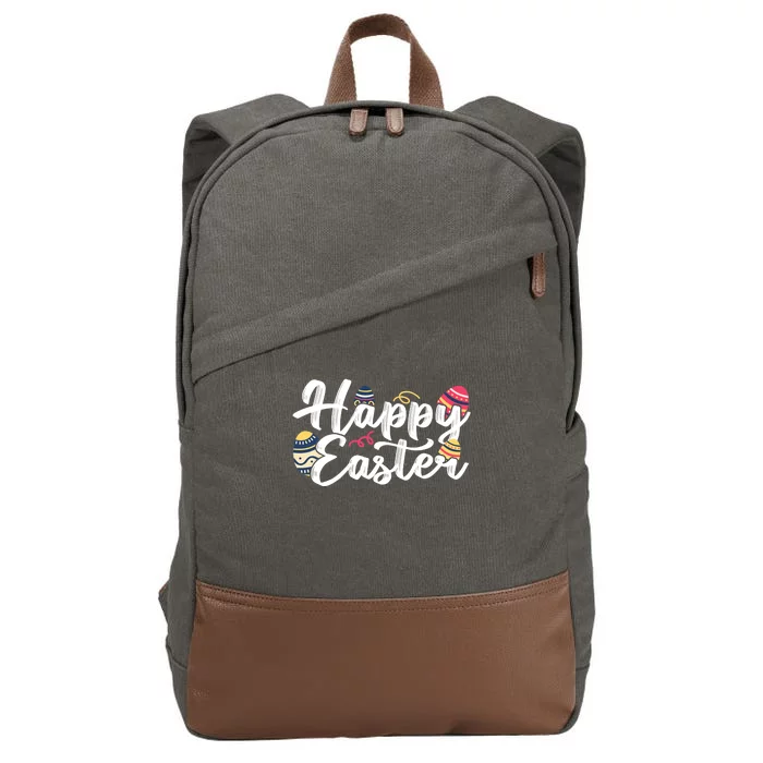 Happy Easter Bunny Egg Sayings Cotton Canvas Backpack