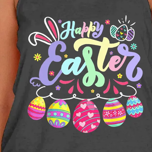 Happy Easter Bunny Spring Easter Egg Hunt Easter Women's Knotted Racerback Tank