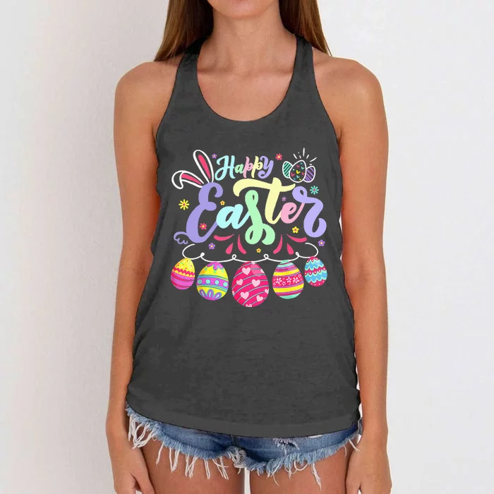 Happy Easter Bunny Spring Easter Egg Hunt Easter Women's Knotted Racerback Tank