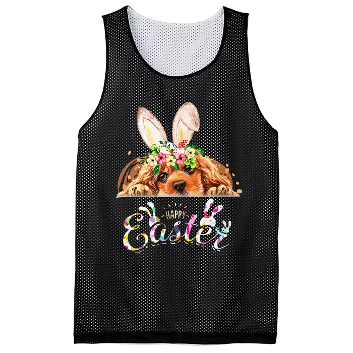 Happy Easter Bunny Cocker Spaniel Lovers Mesh Reversible Basketball Jersey Tank