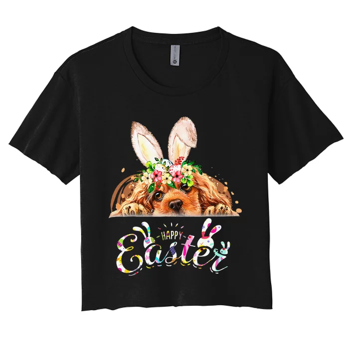 Happy Easter Bunny Cocker Spaniel Lovers Women's Crop Top Tee