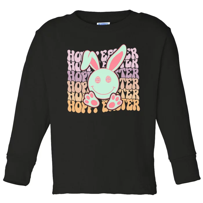 Hoppy Easter Bunny Retro Toddler Long Sleeve Shirt