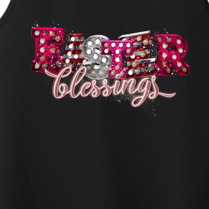 Happy Easter Blessings Great Gift Cute Lettering Graphic Gift Performance Tank