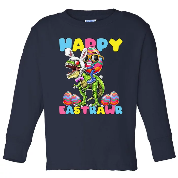 Happy Easter Bunny Dinosaur Egg Rabbit Ears Costume Gift Toddler Long Sleeve Shirt