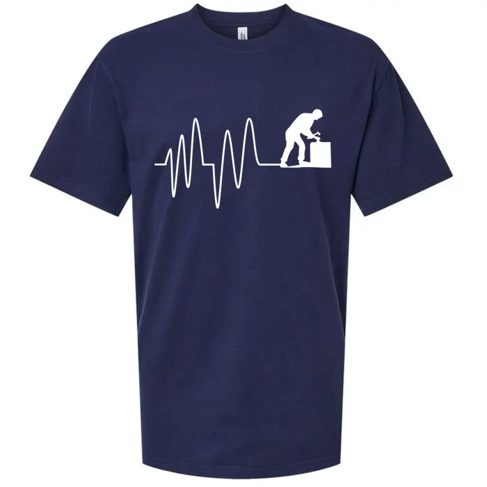 Heatbeat Ekg Carpenter Funny Gift Sueded Cloud Jersey T-Shirt