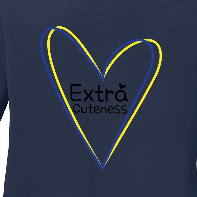 Heart Extra Cuteness For Down Syndrome Awareness Gift Ladies Long Sleeve Shirt