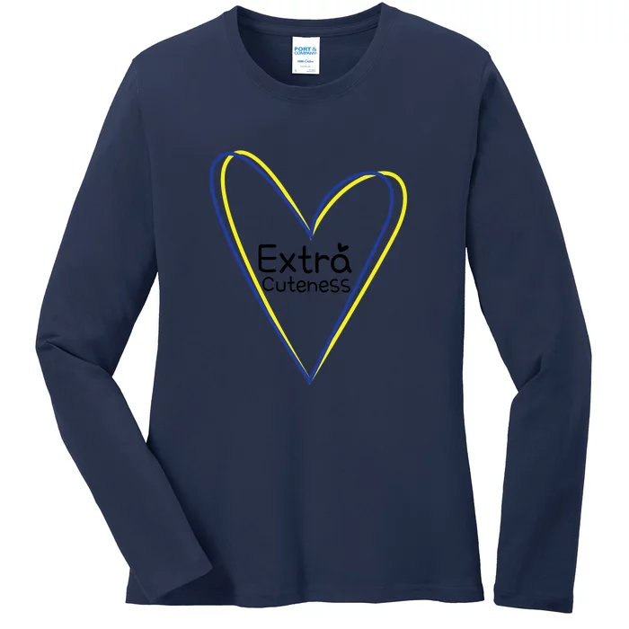 Heart Extra Cuteness For Down Syndrome Awareness Gift Ladies Long Sleeve Shirt