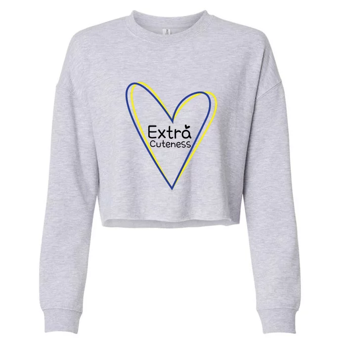 Heart Extra Cuteness For Down Syndrome Awareness Gift Cropped Pullover Crew