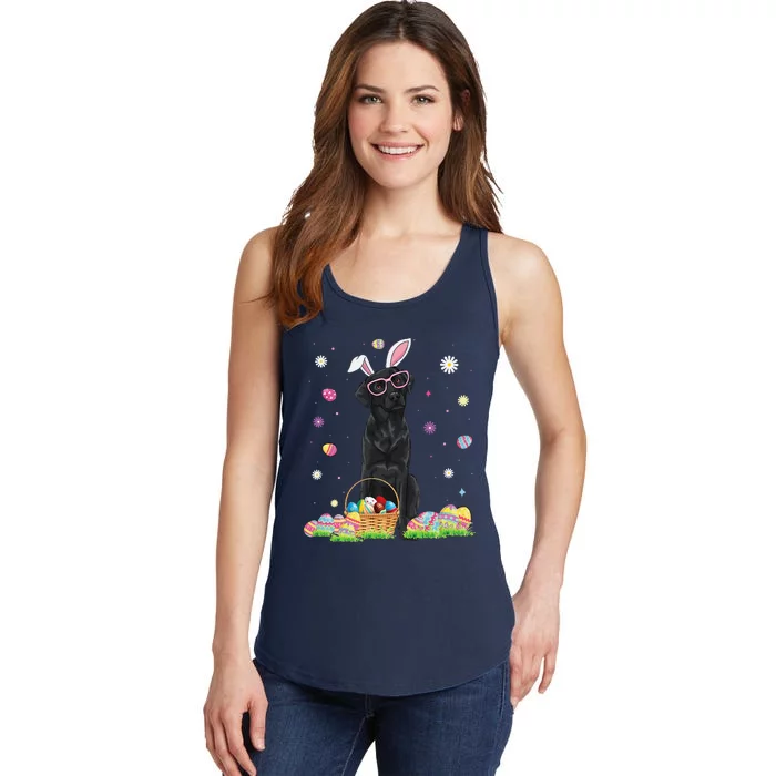 Happy Easter Cute Black Labrador Bunny Ears Dog Lovers Ladies Essential Tank