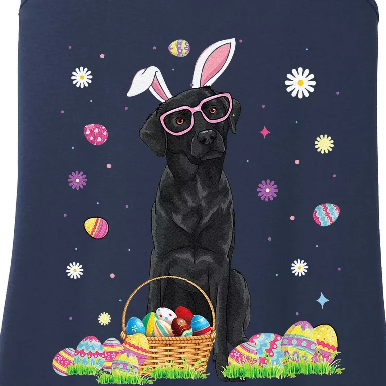 Happy Easter Cute Black Labrador Bunny Ears Dog Lovers Ladies Essential Tank