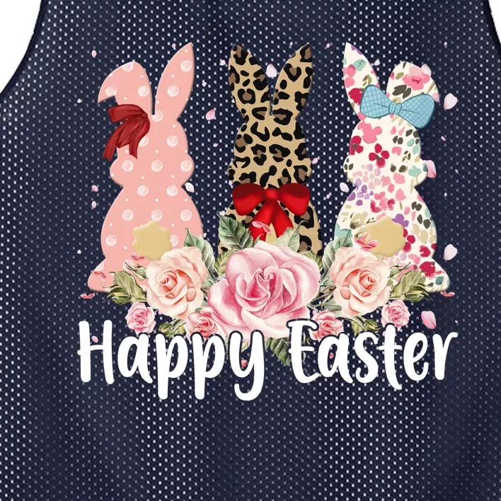 Happy Easter Cute Floral Bunnies Mesh Reversible Basketball Jersey Tank