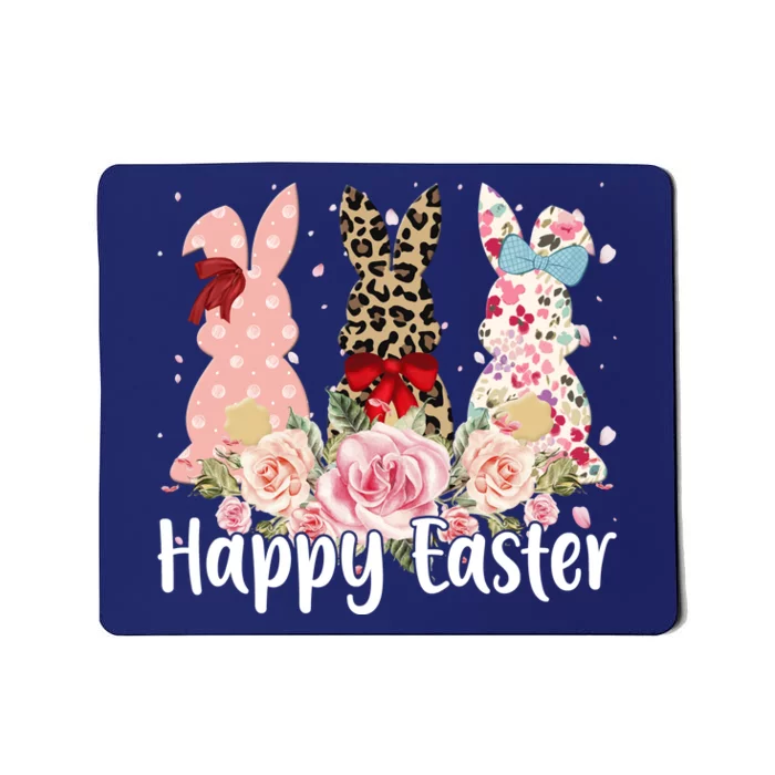 Happy Easter Cute Floral Bunnies Mousepad