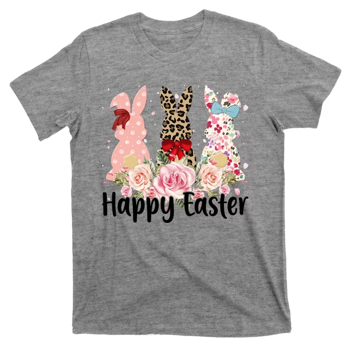 Happy Easter Cute Floral Bunnies T-Shirt