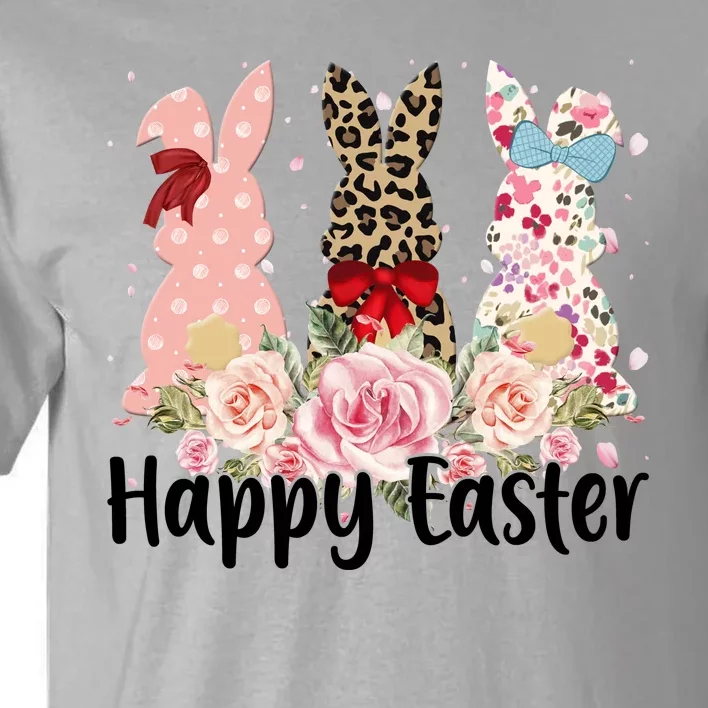 Happy Easter Cute Floral Bunnies Tall T-Shirt