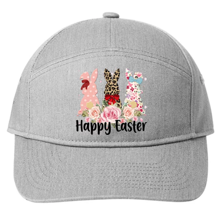 Happy Easter Cute Floral Bunnies 7-Panel Snapback Hat