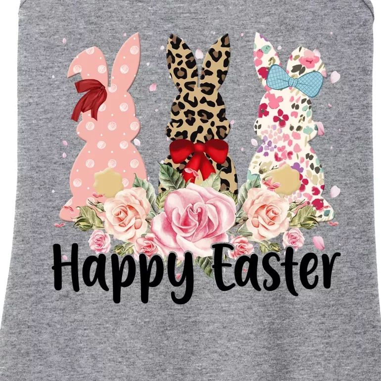 Happy Easter Cute Floral Bunnies Ladies Essential Tank