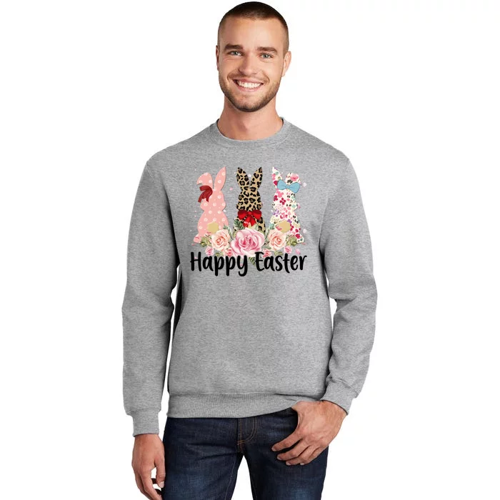 Happy Easter Cute Floral Bunnies Tall Sweatshirt