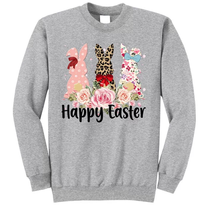 Happy Easter Cute Floral Bunnies Tall Sweatshirt