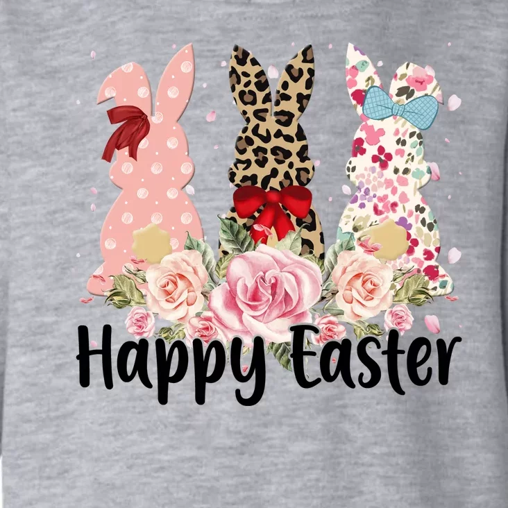 Happy Easter Cute Floral Bunnies Toddler Hoodie