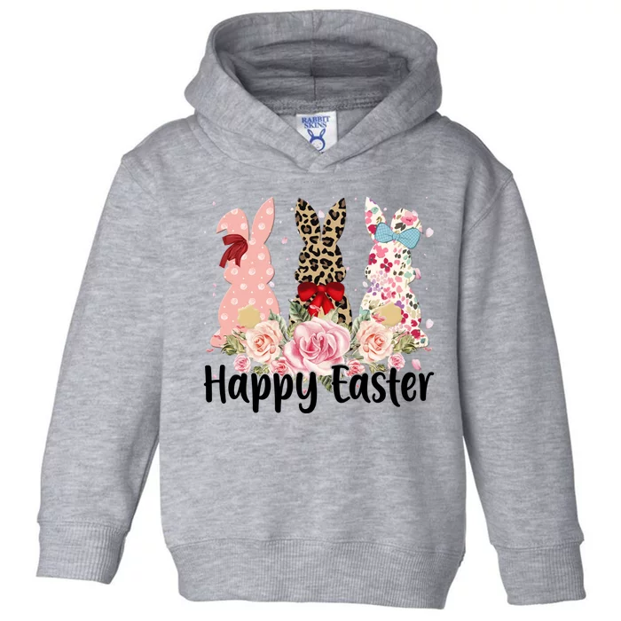 Happy Easter Cute Floral Bunnies Toddler Hoodie